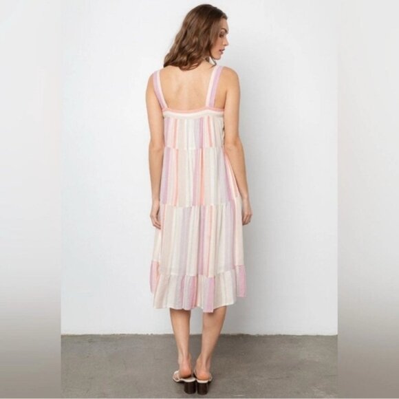 Rails Women’s Amaya LINEN Blend Striped Midi Tunic Dress Juliette Stripe LARGE - Picture 3 of 15